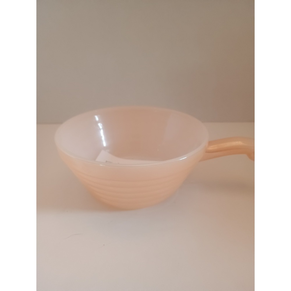 Fire King Oven Ware Peach Luster Beehive Soup Bowl With Handle USA 5" Diameter